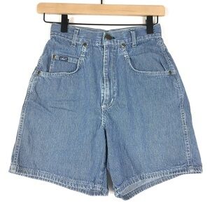 VINTAGE Mom Jean Shorts 80s 90s Ultra High Waist Pinstripe Denim Retro Size 5